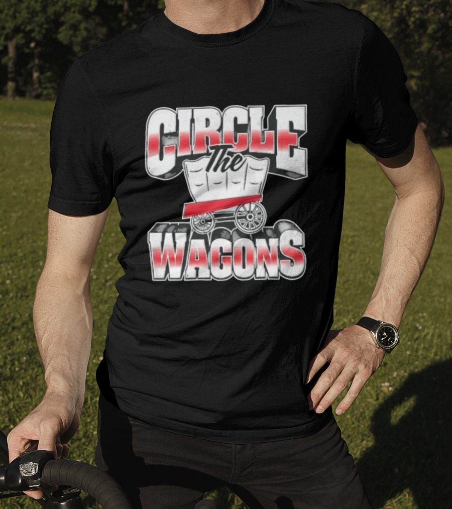 Circle The Wagons Pioneer Covered Wagon Red White 3D T-Shirt