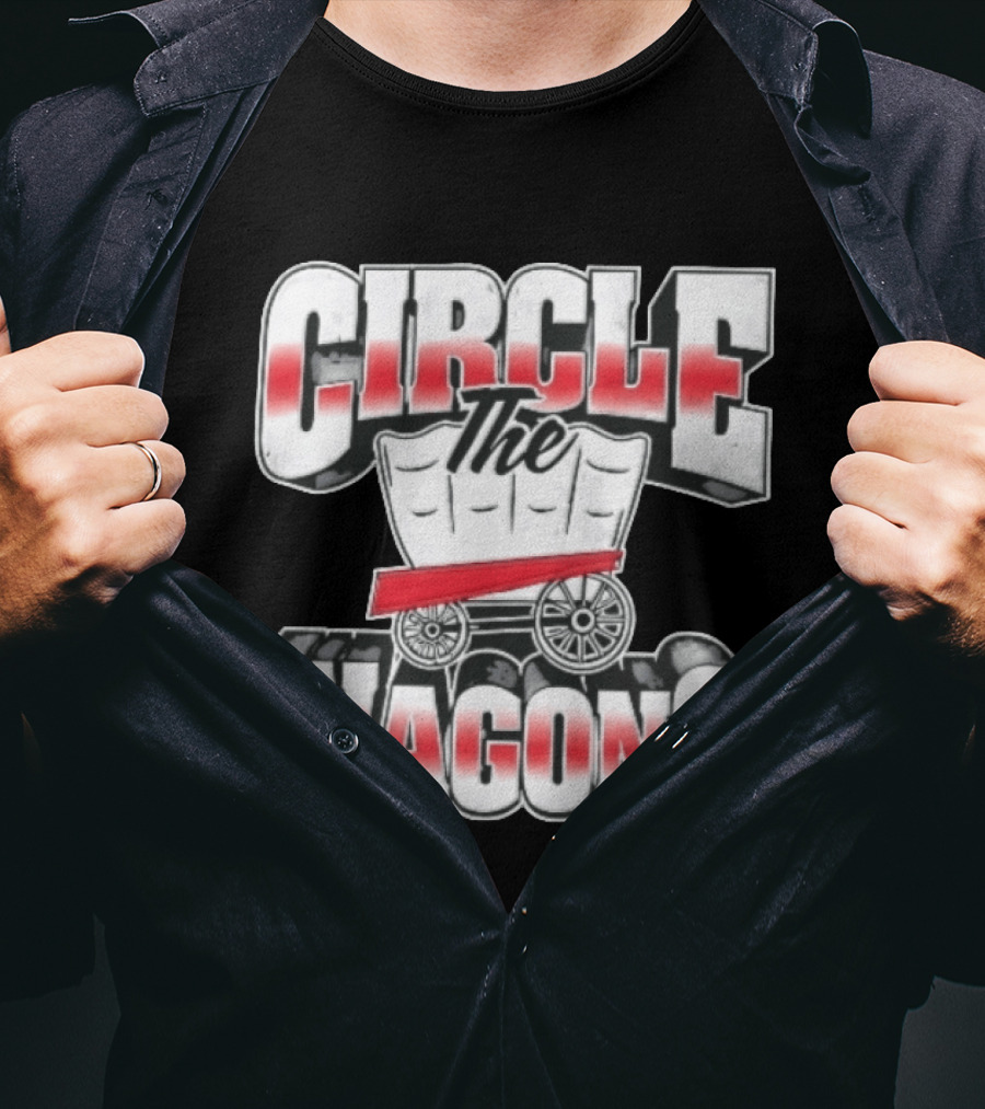 Circle The Wagons Pioneer Covered Wagon Red White 3D T-Shirt