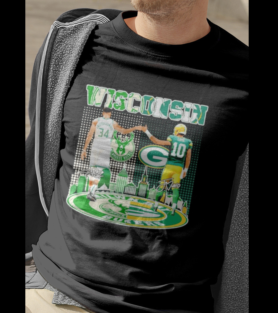 Wisconsin Milwaukee Bucks Giannis Antetokounmpo Green Bay Packers Jordan Love T-Shirt