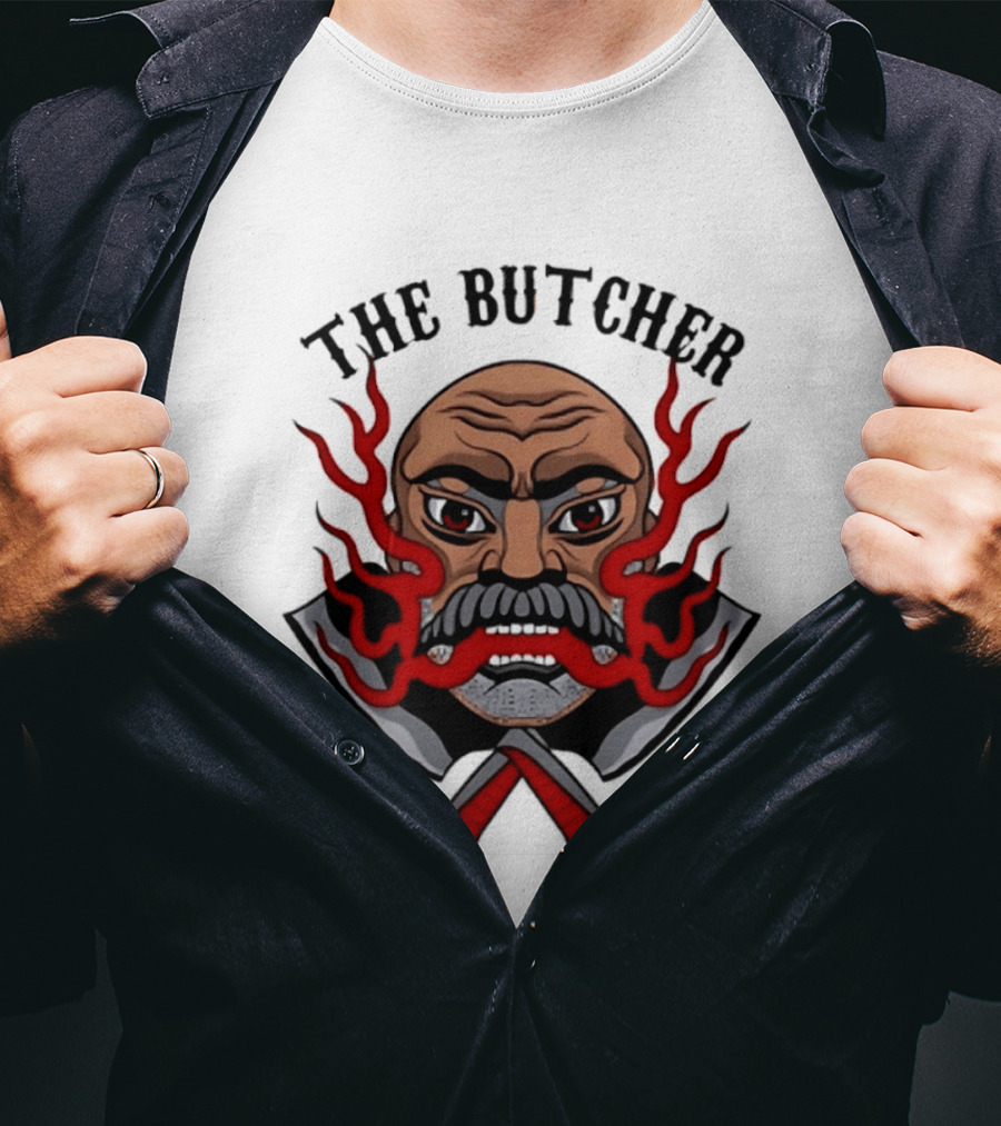 The Butcher AEW Professional Wrestling Skull Flames Axes T-Shirt