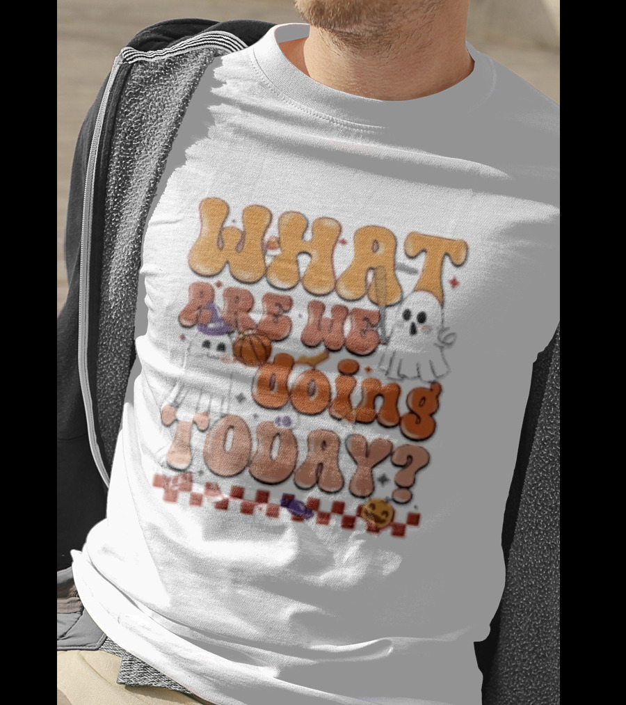 What Are We Doing Today Cartoon Halloween Ghosts Basketball Baseball Boo Shop T-Shirt
