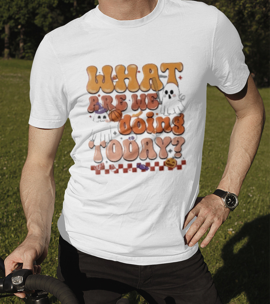 What Are We Doing Today Cartoon Halloween Ghosts Basketball Baseball Boo Shop T-Shirt