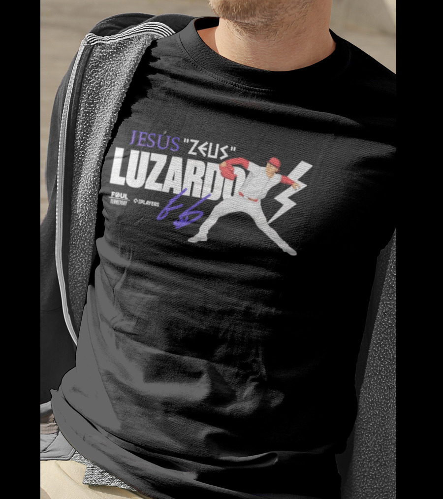 Jesús Zeus Luzardo Pitching Foul Territory 44 Lightning Bolt T-Shirt