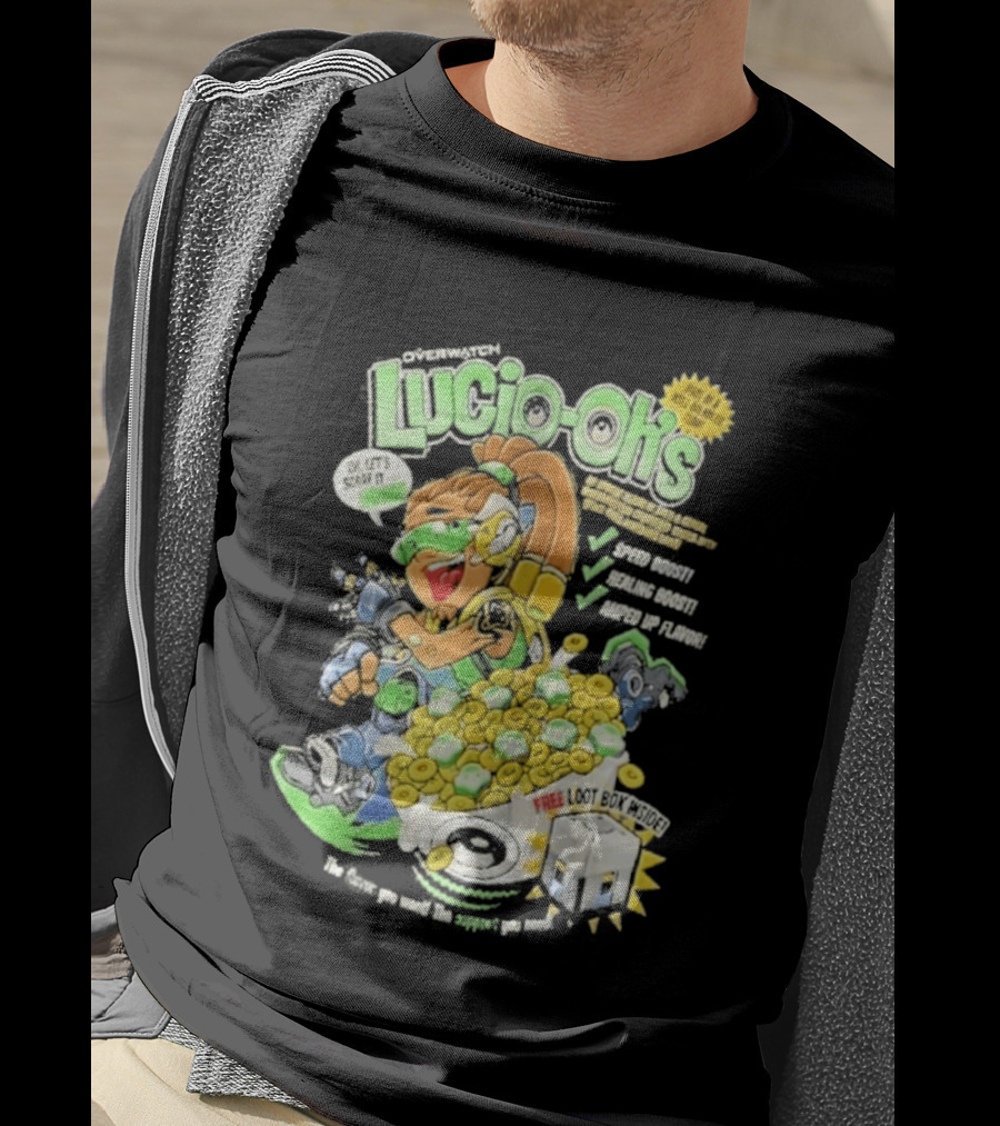 Lucio Oh's Cereal Sound Boost Sonic Waves Packed With Flavor T-Shirt
