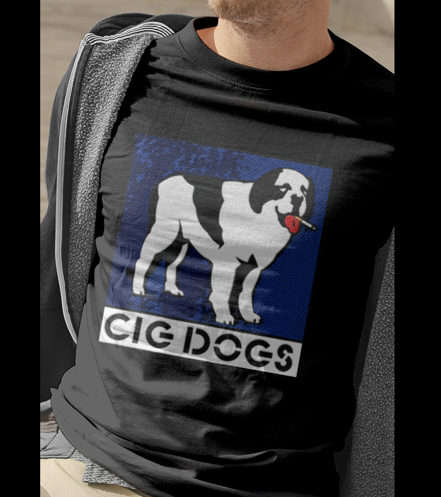 Cig Dogs Saint Bernard Smoking Cigarette Funny Canine T-Shirt
