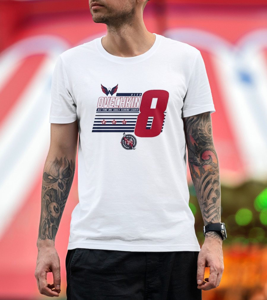 Alex Ovechkin 8 NHL All Time Goals Leader Washington Capitals Stars And Stripes T-Shirt