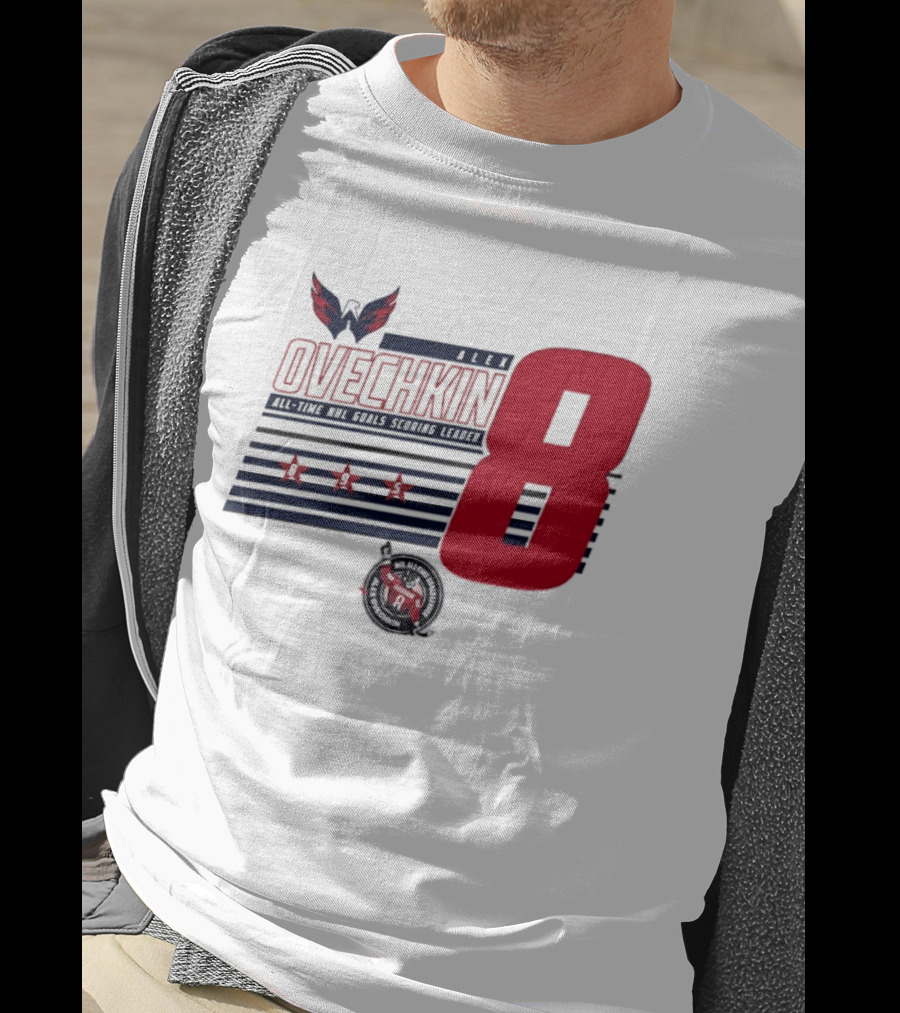 Alex Ovechkin 8 NHL All Time Goals Leader Washington Capitals Stars And Stripes T-Shirt