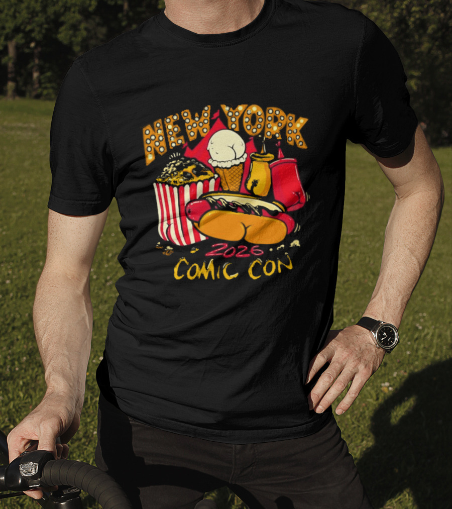New York Comic Con 2026 Food Fun Hot Dog Popcorn Convention T-Shirt