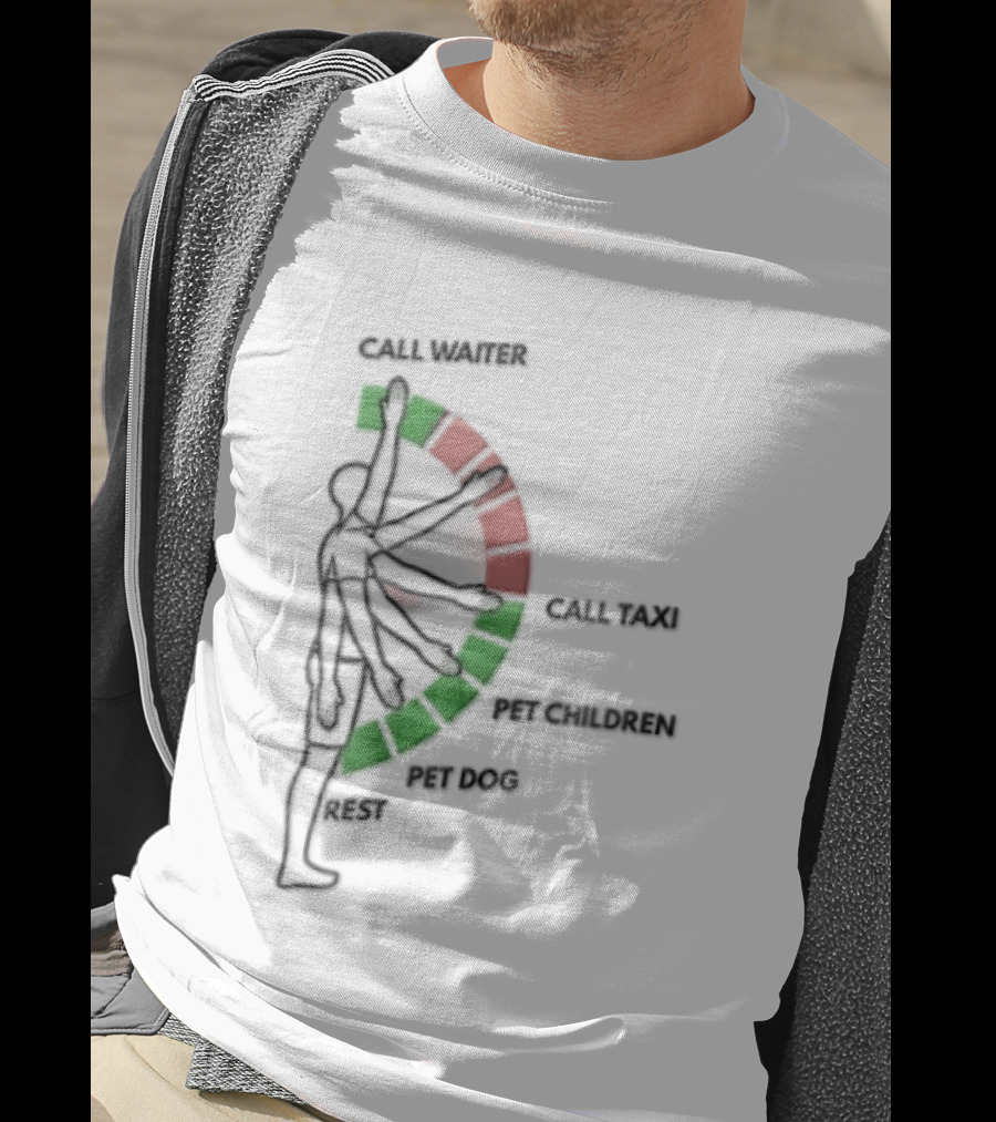 Call Waiter Call Taxi Pet Children Pet Dog Rest Arm Movement Chart T-Shirt