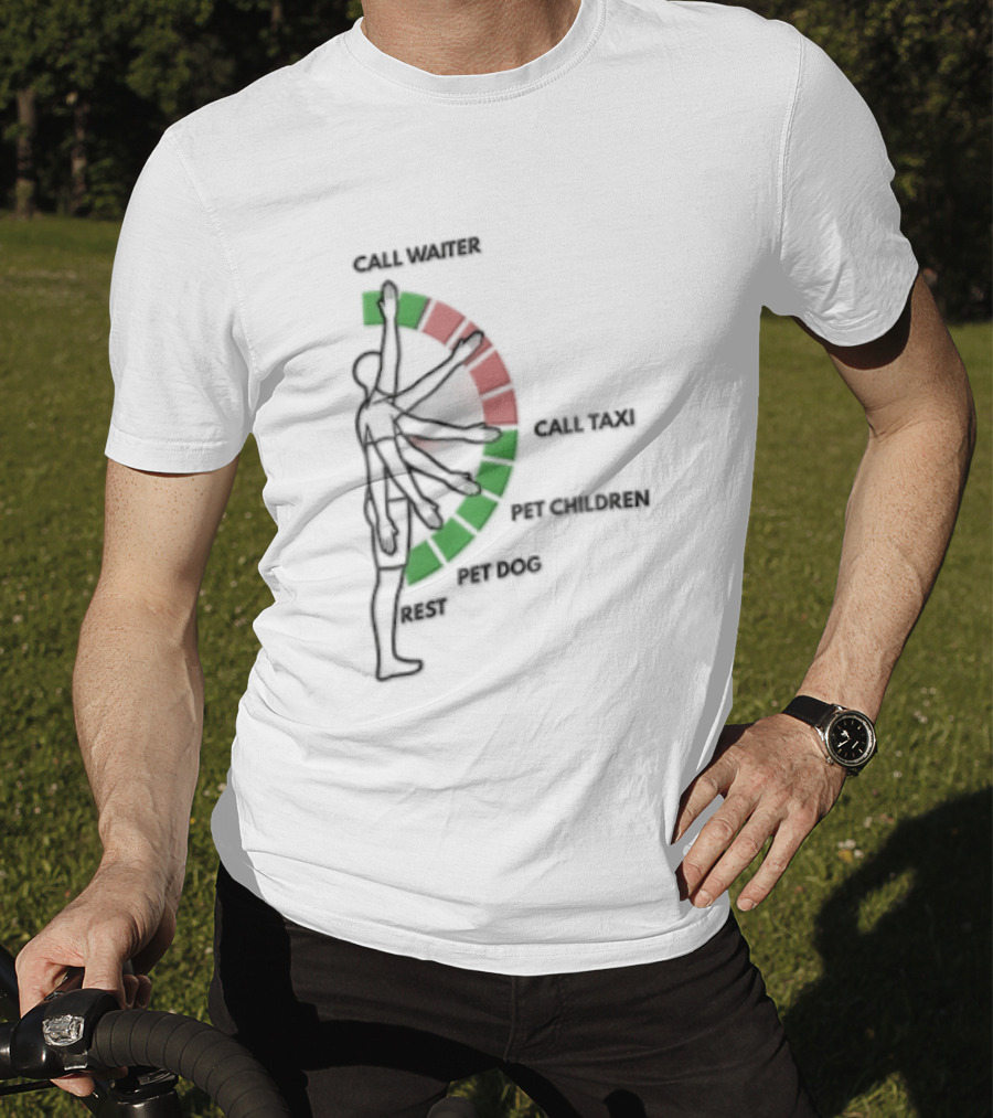 Call Waiter Call Taxi Pet Children Pet Dog Rest Arm Movement Chart T-Shirt