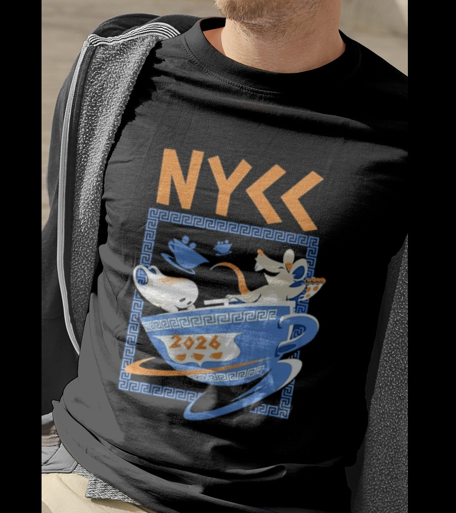 NYCC 2026 Pizza Rat Cup Greek Pattern Tea Event T-Shirt