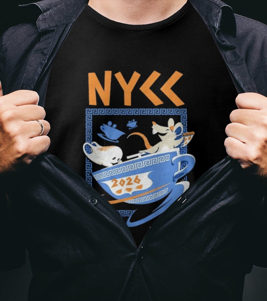 NYCC 2026 Pizza Rat Cup Greek Pattern Tea Event T-Shirt