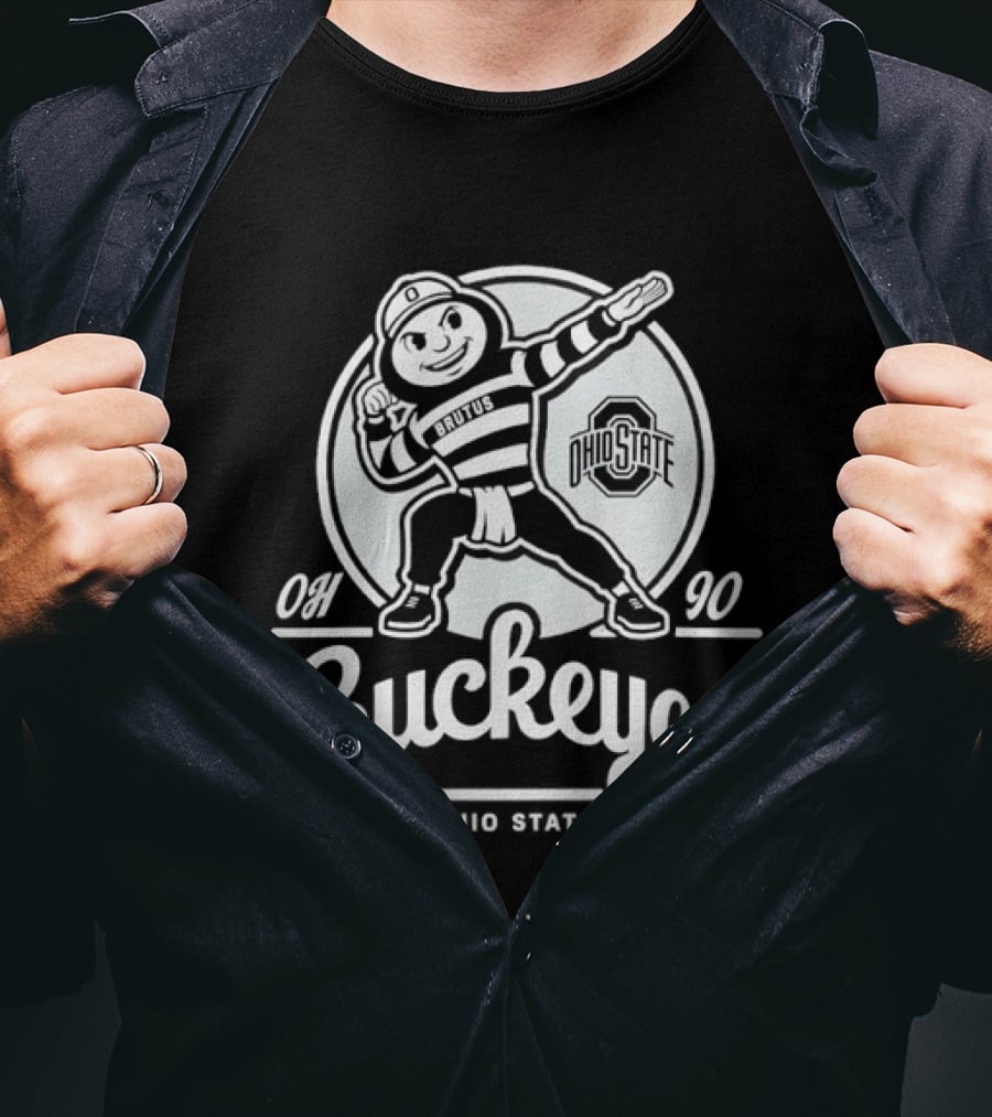 Ohio State Buckeyes OH 90 Brutus Mascot Graphic 47 Mark T-Shirt