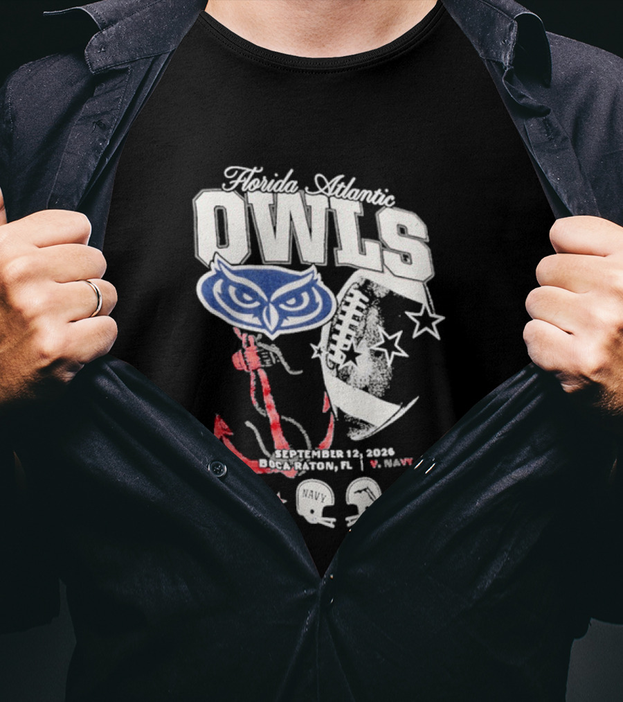Florida Atlantic Owls September 12 2026 Boca Raton FL Vs Navy T-Shirt