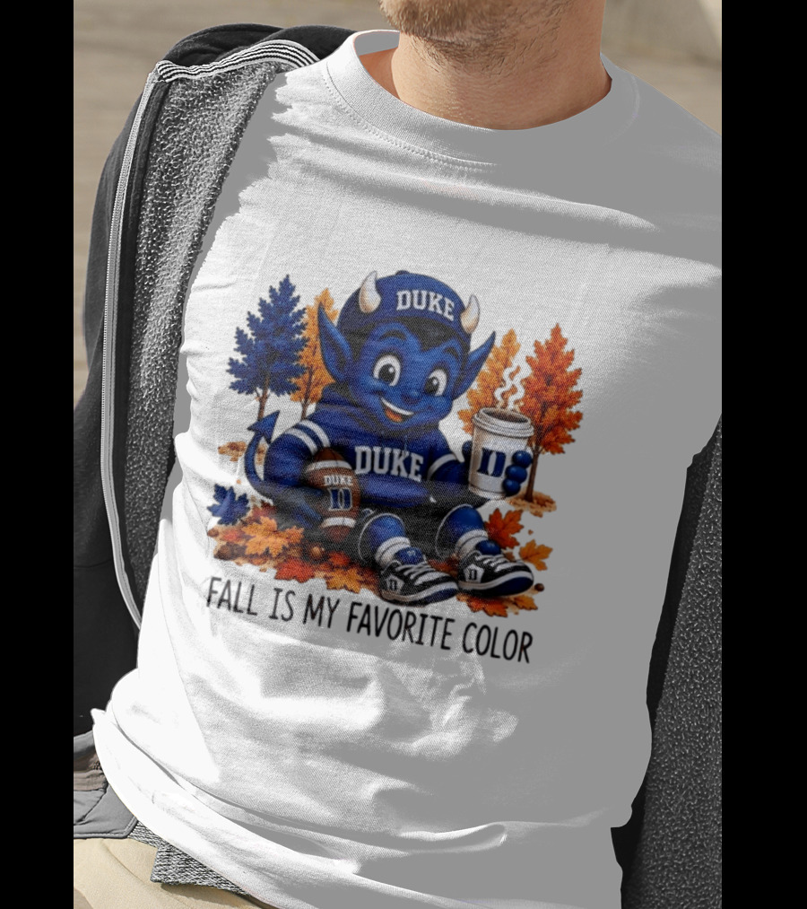 Duke Blue Devils Fall Is My Favorite Color Football Coffee Autumn Leaves T-Shirt