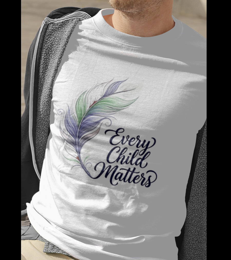 Every Child Matters Colorful Feather Orange Day Awareness T-Shirt