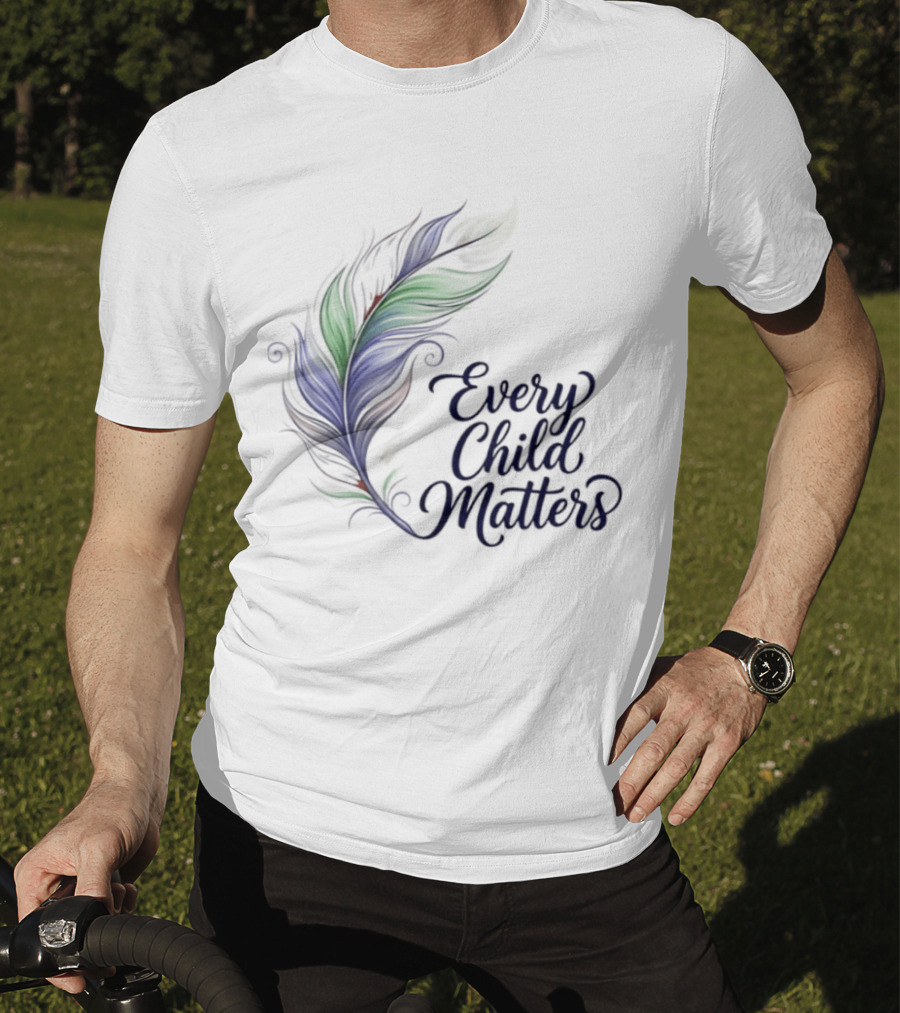 Every Child Matters Colorful Feather Orange Day Awareness T-Shirt