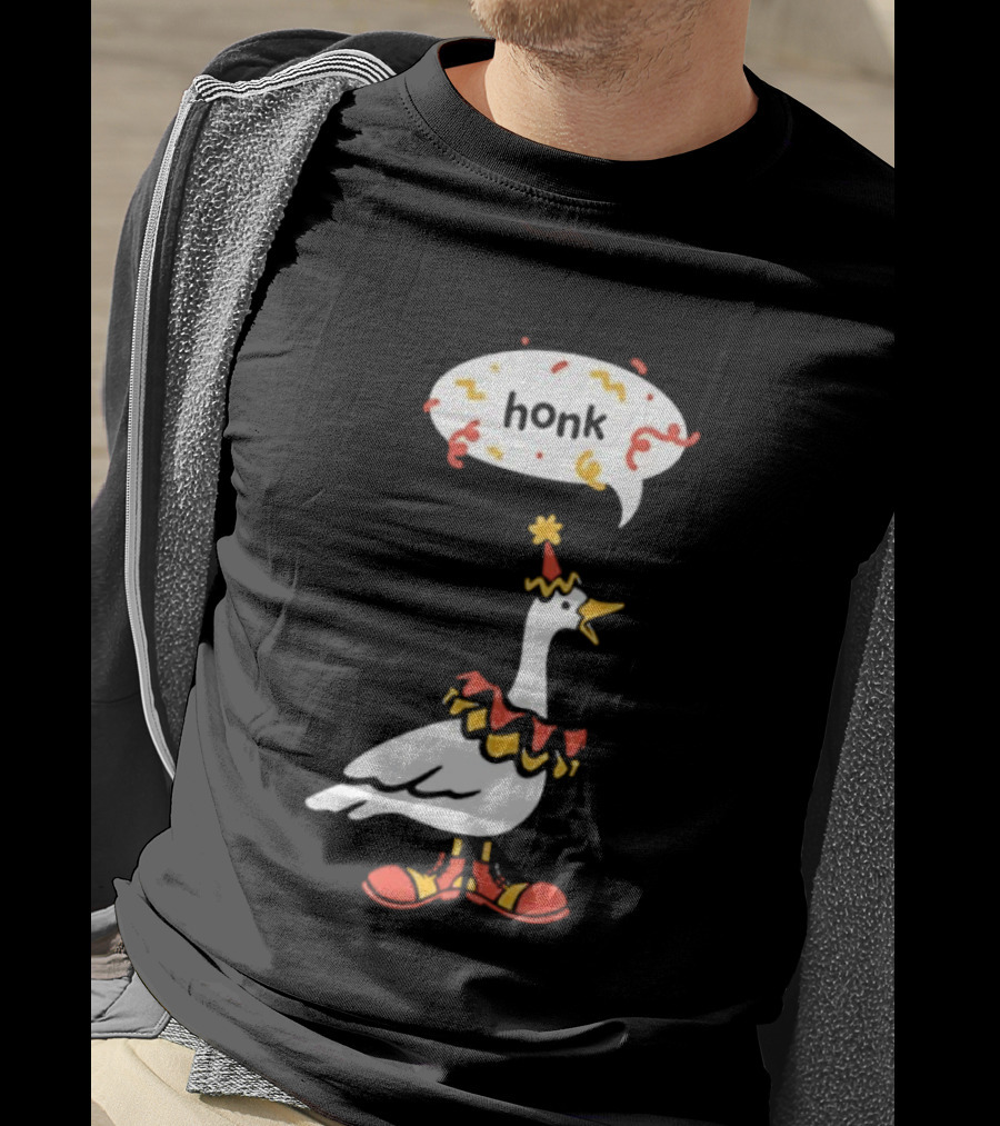 Honk Clown Goose Circus Costume With Confetti Speech Bubble T-Shirt