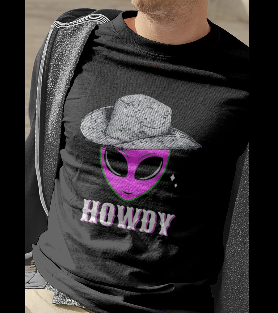 Howdy Alien Disco Cowboy Hat Western T-Shirt
