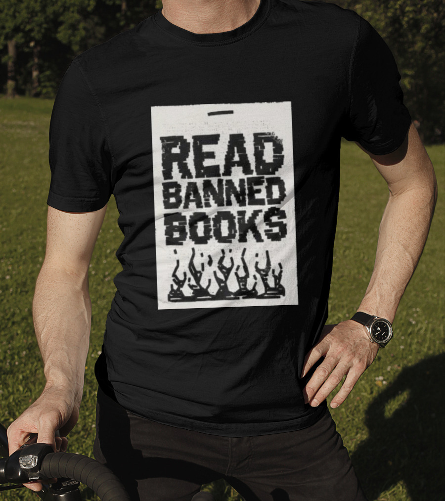 Read Banned Books Advocacy With Rising Flames T-Shirt