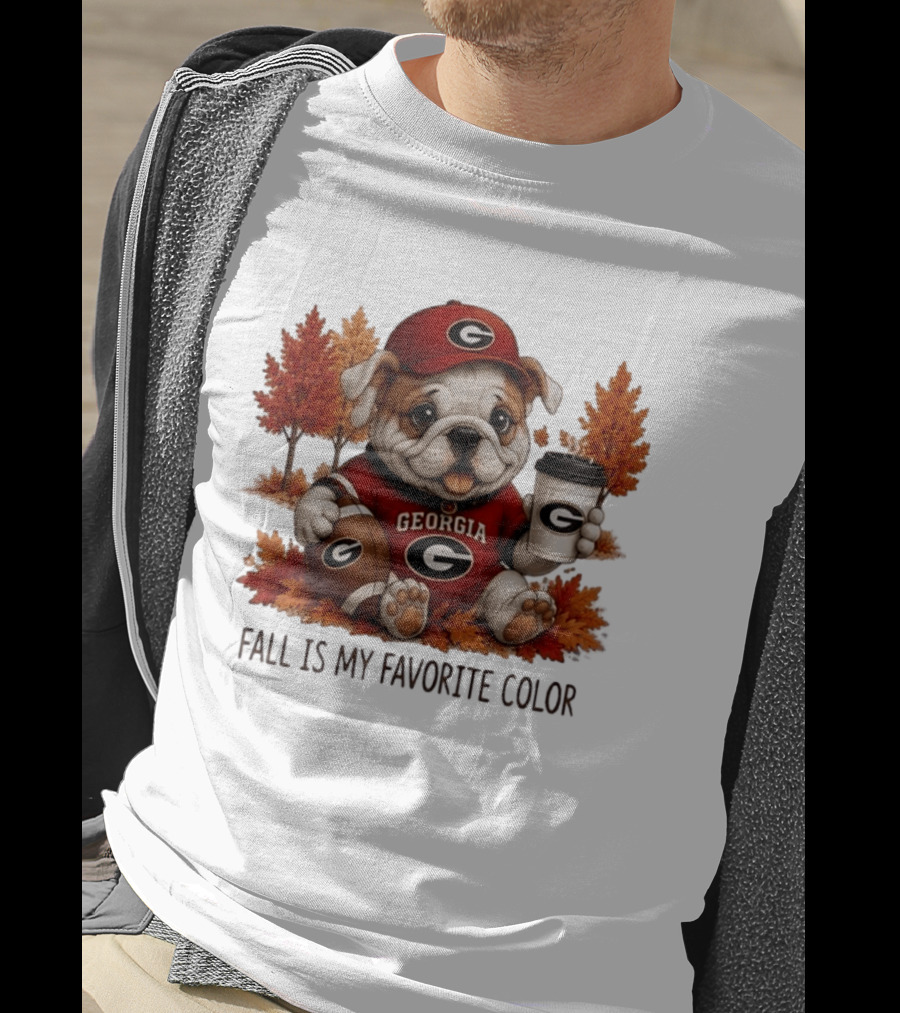 Georgia Bulldogs Fall Is My Favorite Color Football Bulldog Autumn T-Shirt