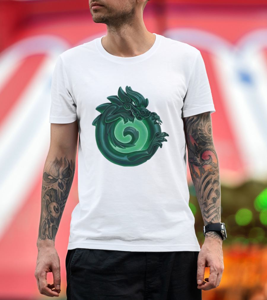 Green Jade Dragon Ouroboros Mythology Symbolic T-Shirt