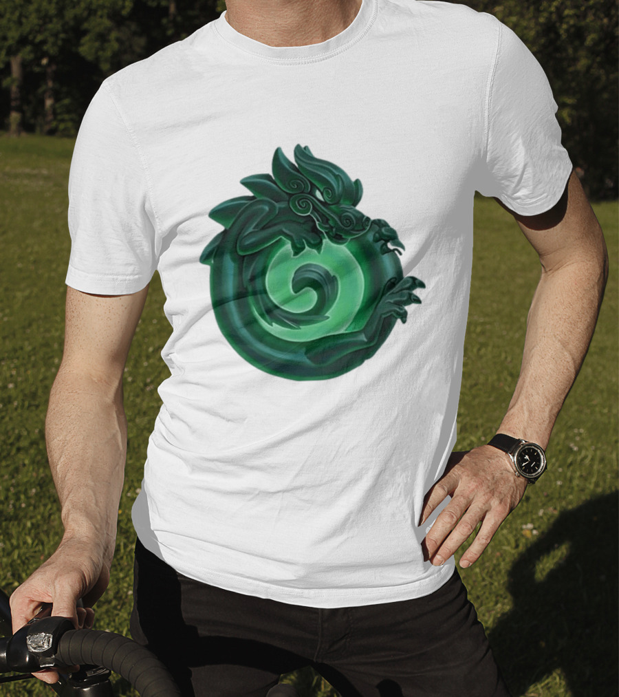 Green Jade Dragon Ouroboros Mythology Symbolic T-Shirt