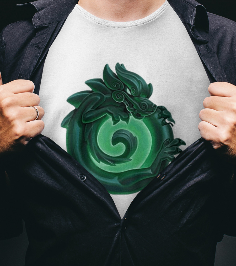 Green Jade Dragon Ouroboros Mythology Symbolic T-Shirt