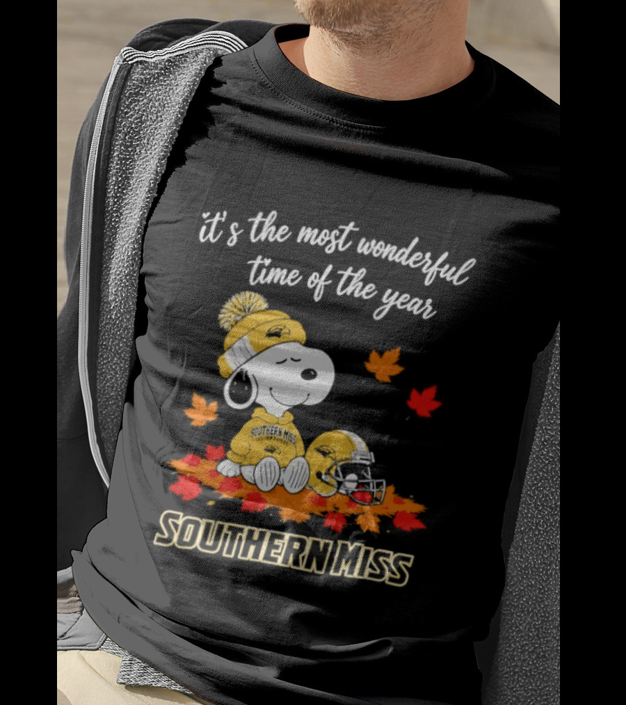 Snoopy It's The Most Wonderful Time Of The Year Southern Miss Golden Eagles Peanuts Fall Football T-Shirt