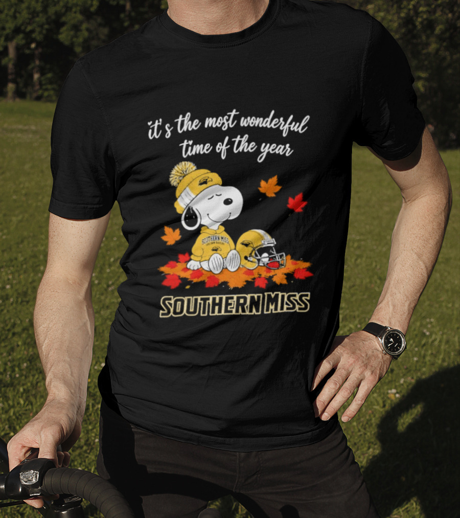 Snoopy It's The Most Wonderful Time Of The Year Southern Miss Golden Eagles Peanuts Fall Football T-Shirt