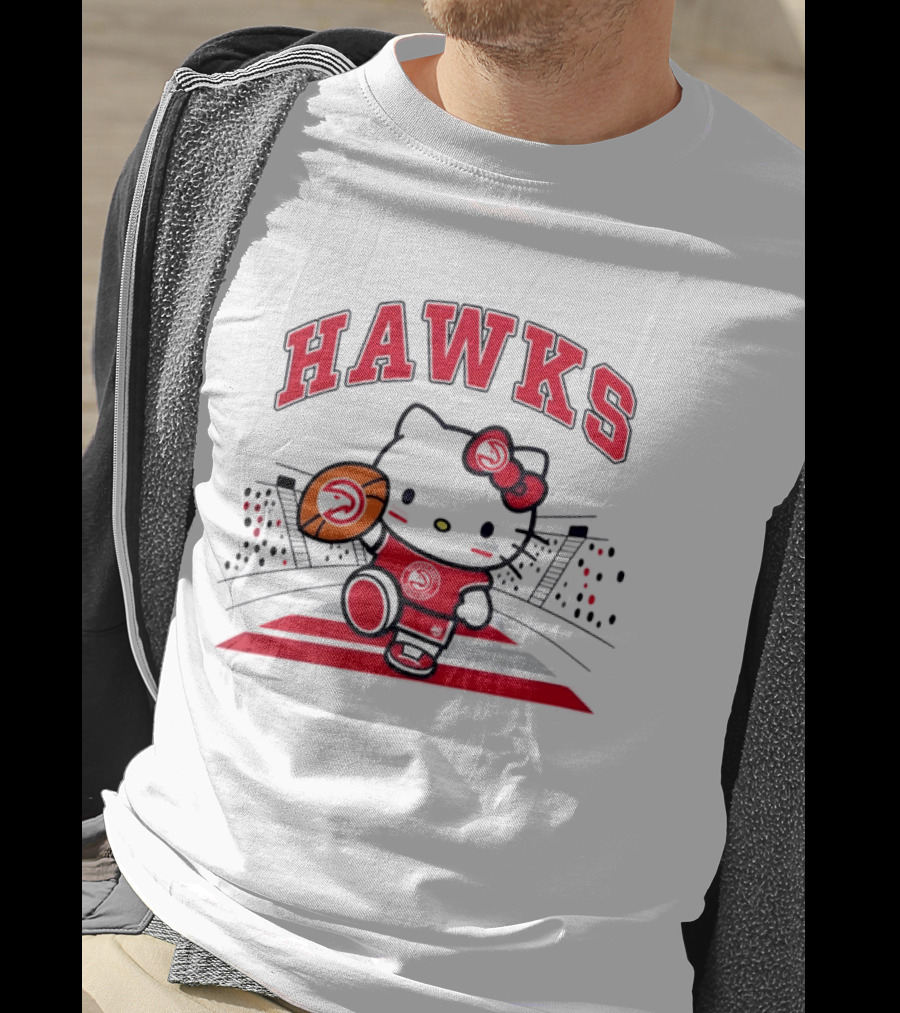 Hello Kitty Atlanta Hawks Basketball Collaboration 2026 NBA Season T-Shirt