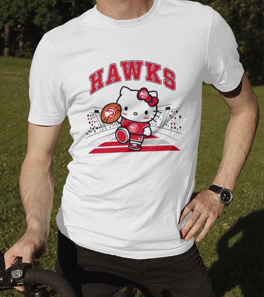 Hello Kitty Atlanta Hawks Basketball Collaboration 2026 NBA Season T-Shirt