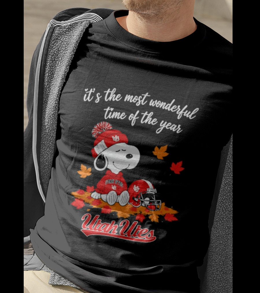 Snoopy It's The Most Wonderful Time Of The Year Utah Utes Autumn Cozy Vibe T-Shirt