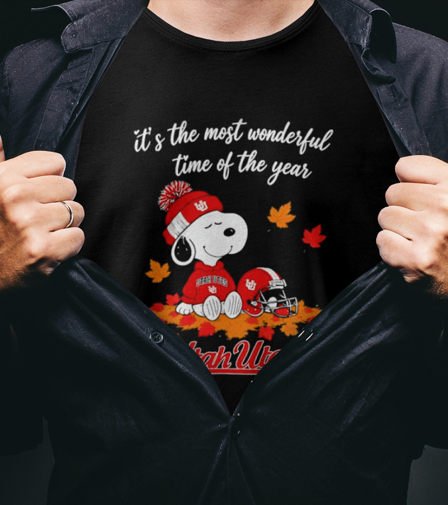 Snoopy It's The Most Wonderful Time Of The Year Utah Utes Autumn Cozy Vibe T-Shirt