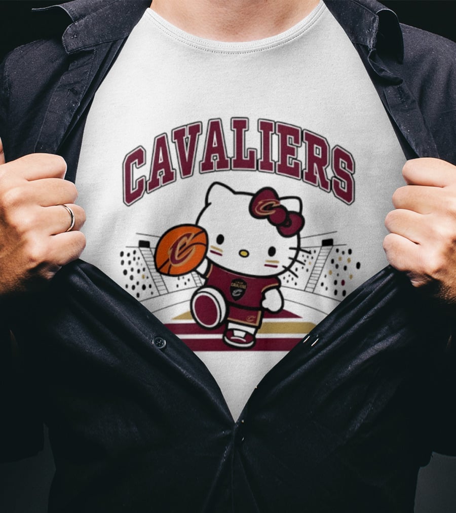 Hello Kitty Cavaliers Basketball 2026 NBA Season Collaboration T-Shirt