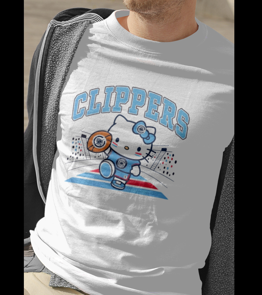 Hello Kitty Clippers 2026 NBA Season Basketball Fan Collaboration T-Shirt