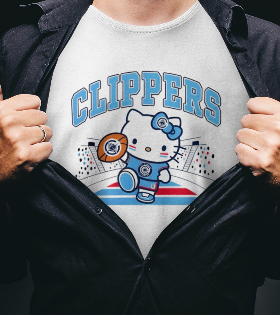 Hello Kitty Clippers 2026 NBA Season Basketball Fan Collaboration T-Shirt