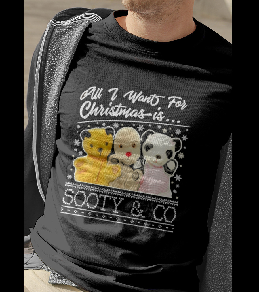 All I Want For Christmas Is Sooty And Co Vintage Stuffed Characters T-Shirt