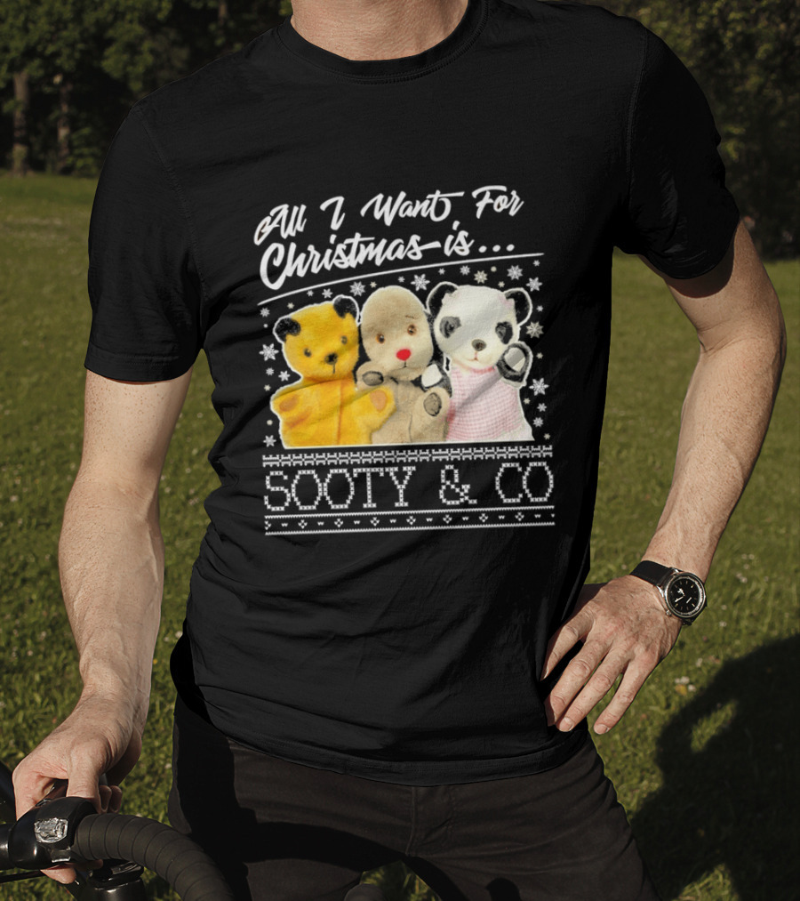 All I Want For Christmas Is Sooty And Co Vintage Stuffed Characters T-Shirt