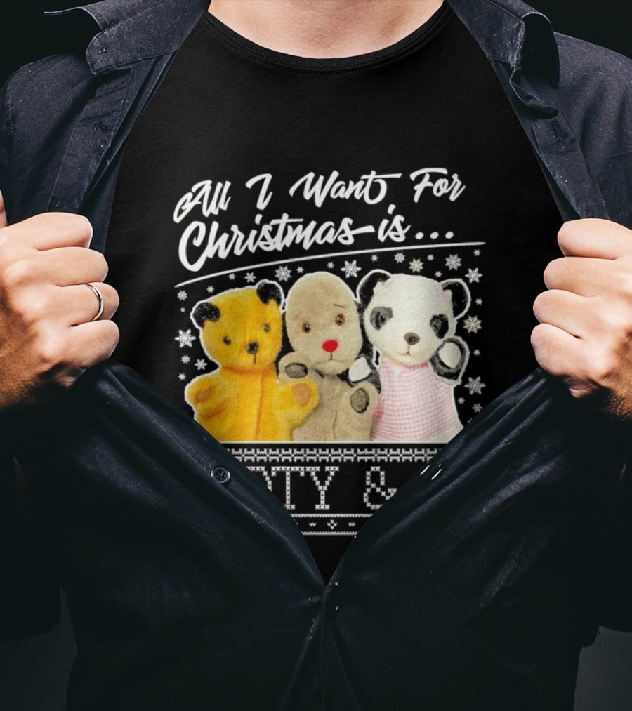 All I Want For Christmas Is Sooty And Co Vintage Stuffed Characters T-Shirt