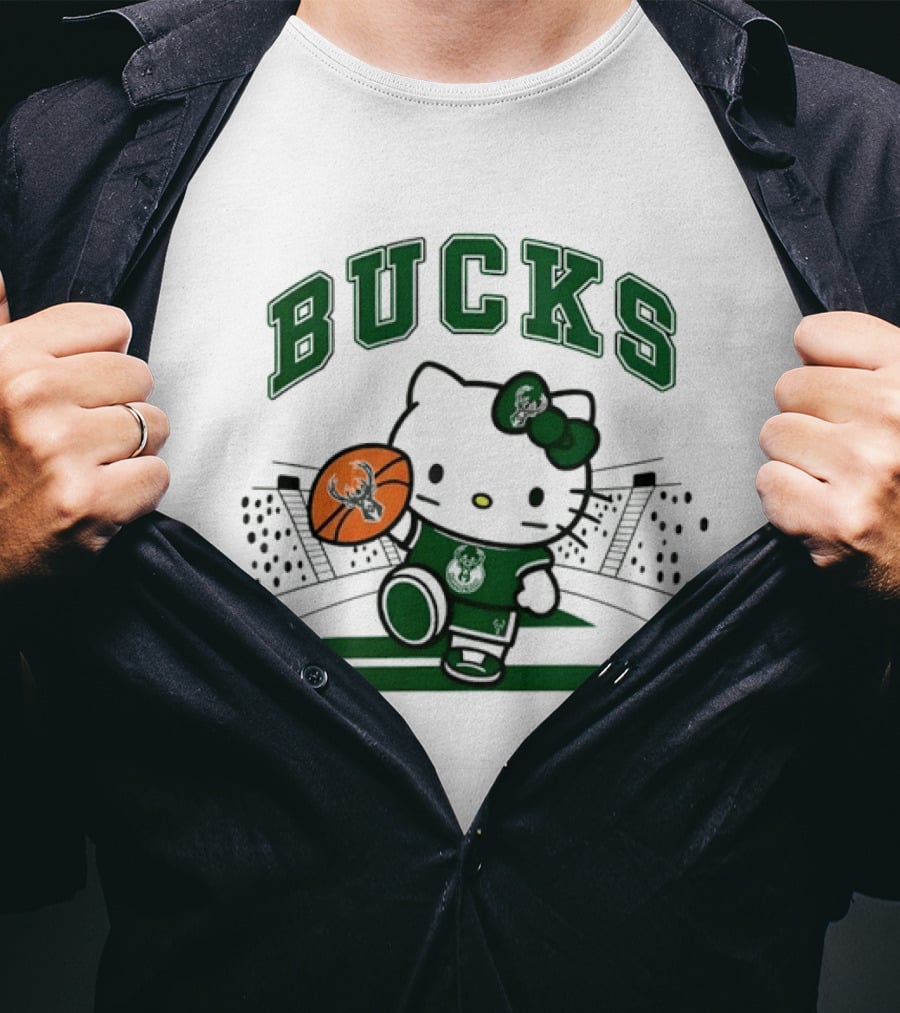 Hello Kitty Bucks Basketball Milwaukee Crossover 2026 NBA Season T-Shirt