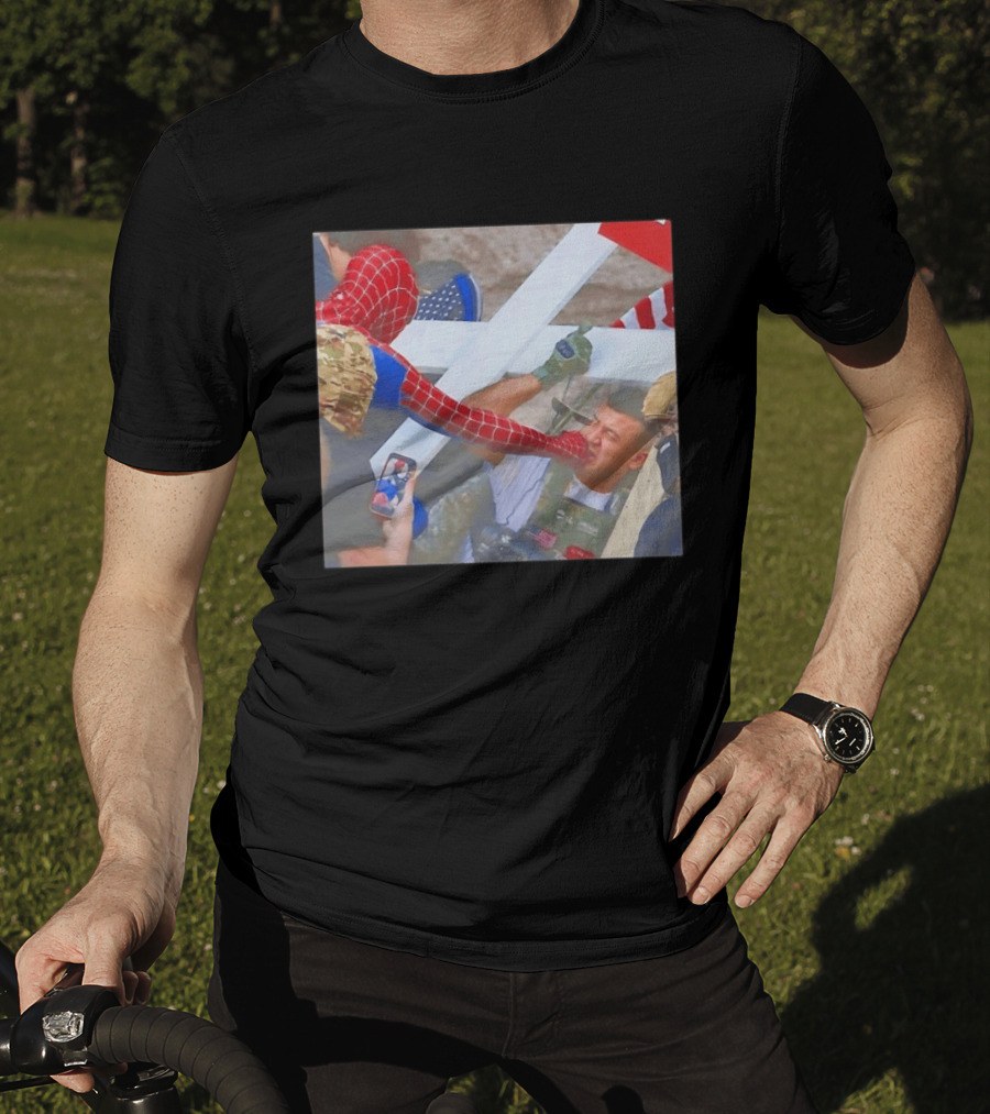 Invisible Touch Spider Man Meets Protester Face Off T-Shirt