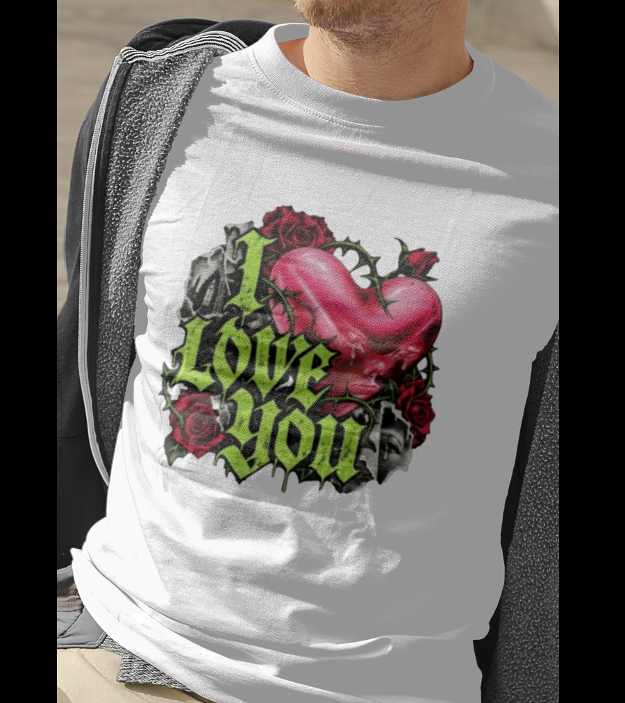 I Love You Gothic Heart Roses T-Shirt