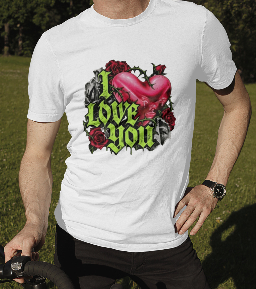 I Love You Gothic Heart Roses T-Shirt