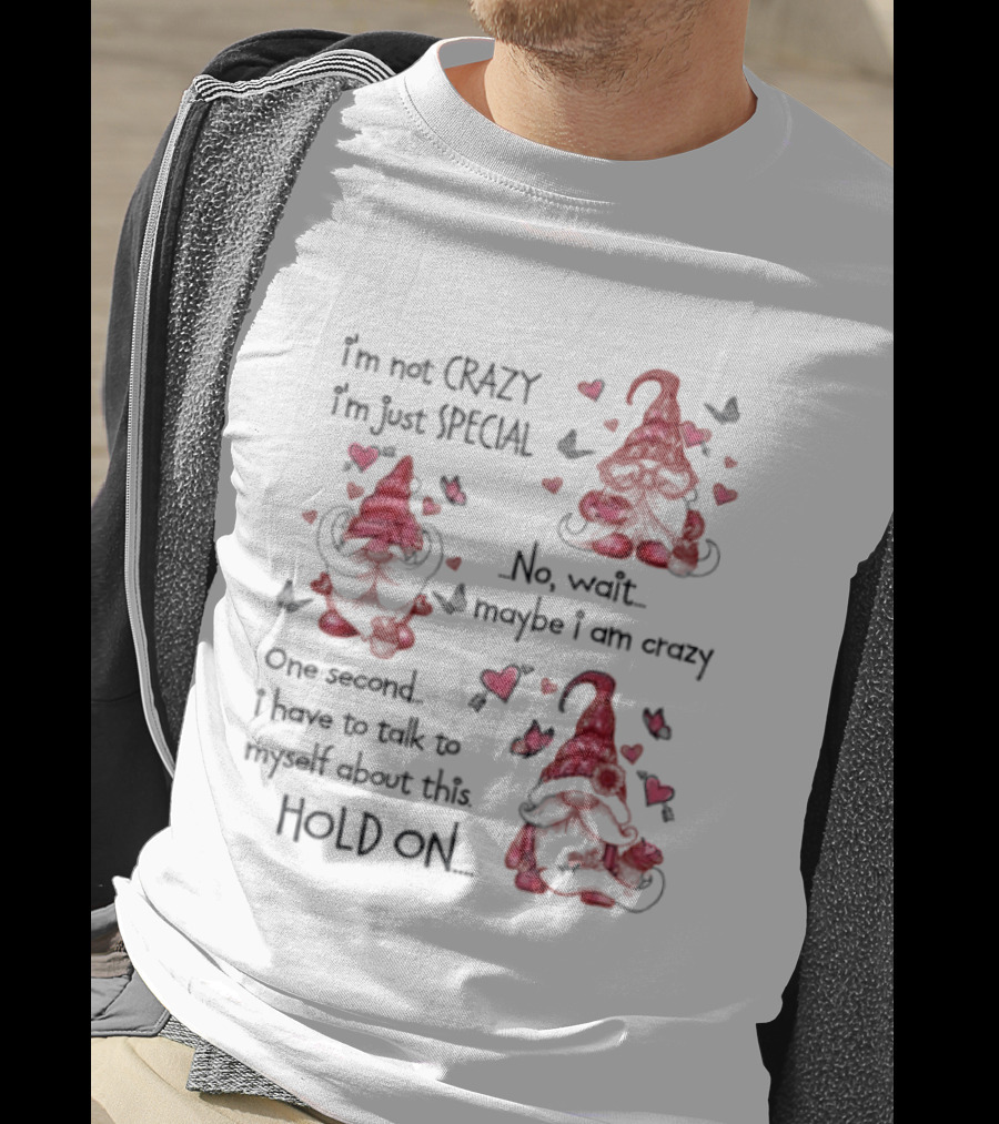 I'm Not Crazy I'm Just Special Gnome No Wait Maybe I Am Crazy Hold On T-Shirt