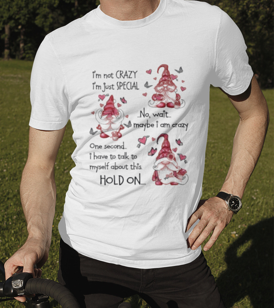 I'm Not Crazy I'm Just Special Gnome No Wait Maybe I Am Crazy Hold On T-Shirt