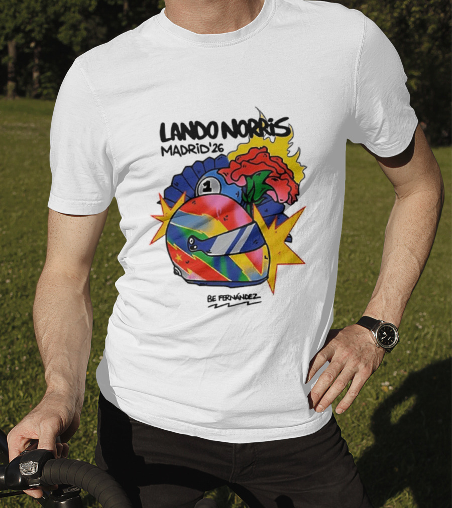 Lando Norris Madrid '26 Helmet Vibrant Art Explosion T-Shirt