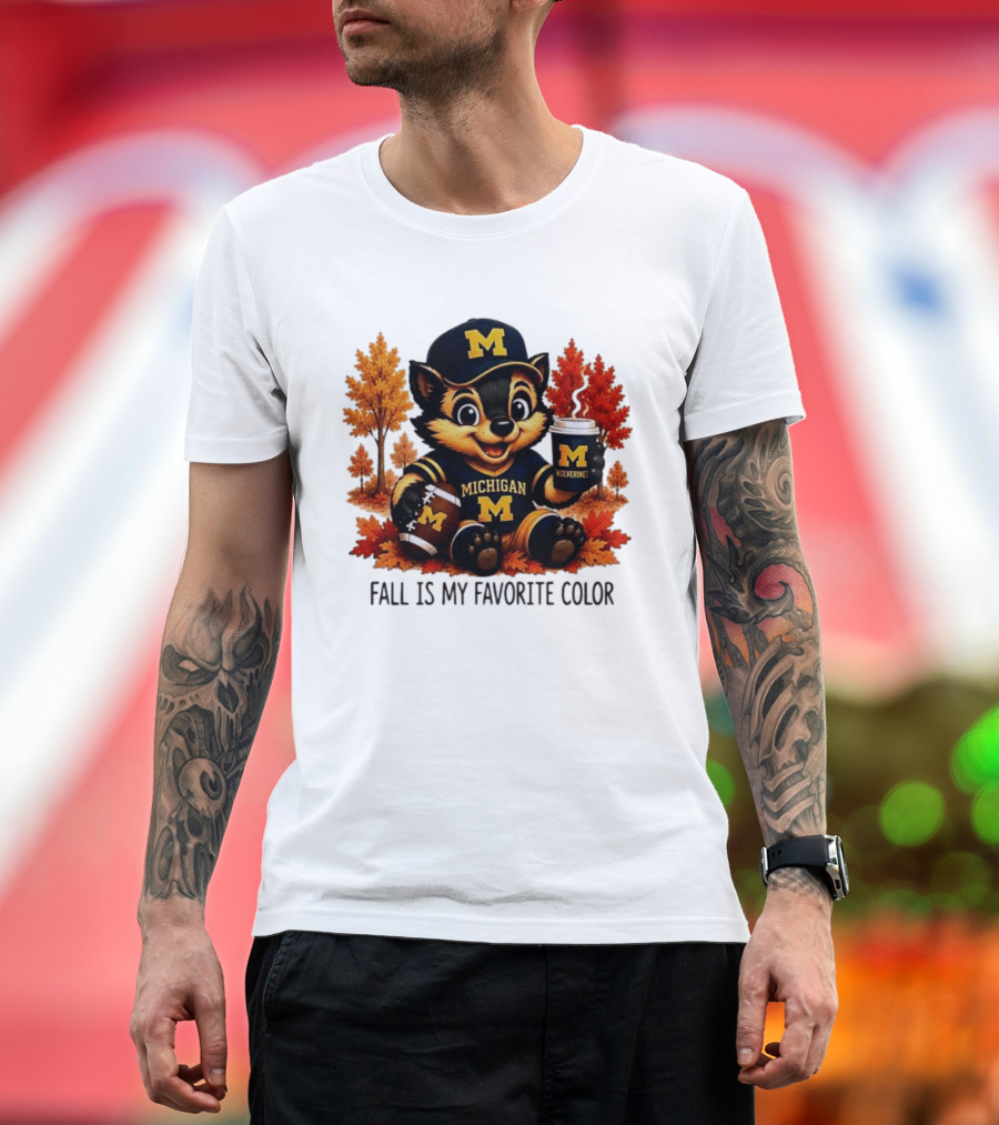 Michigan Wolverines Fall Is My Favorite Color Mascot Coffee Football T-Shirt