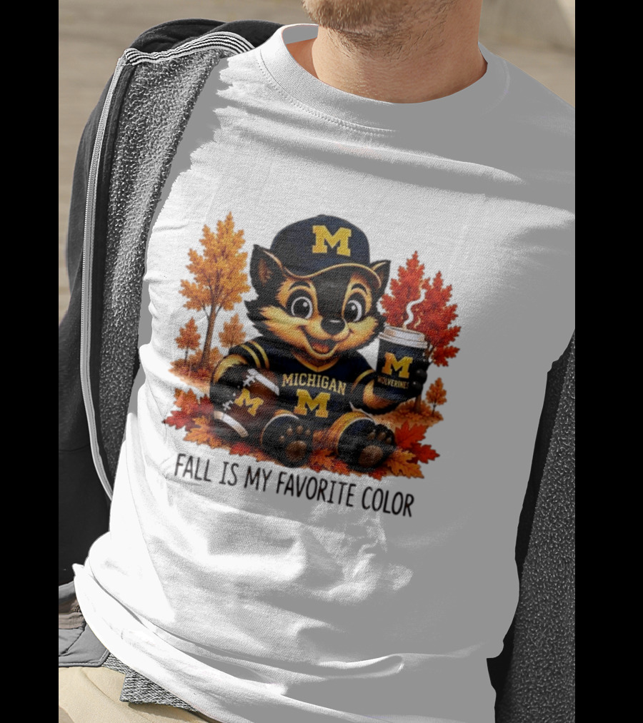 Michigan Wolverines Fall Is My Favorite Color Mascot Coffee Football T-Shirt
