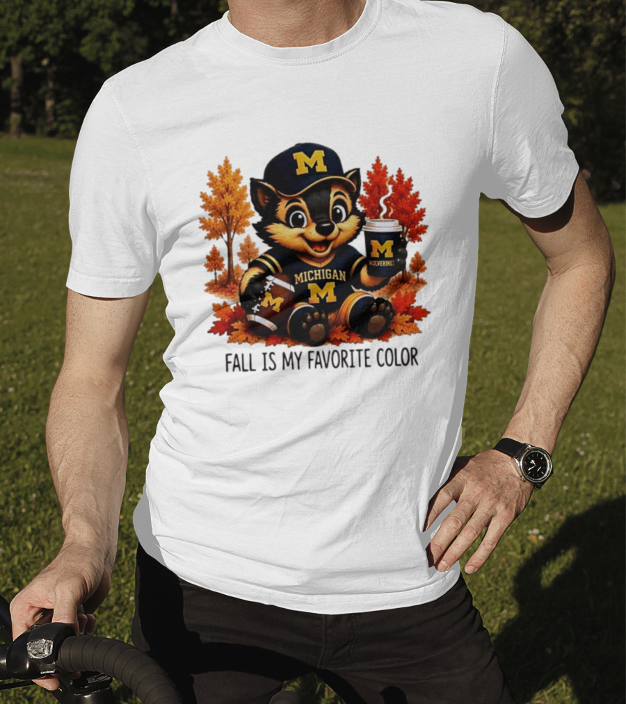 Michigan Wolverines Fall Is My Favorite Color Mascot Coffee Football T-Shirt